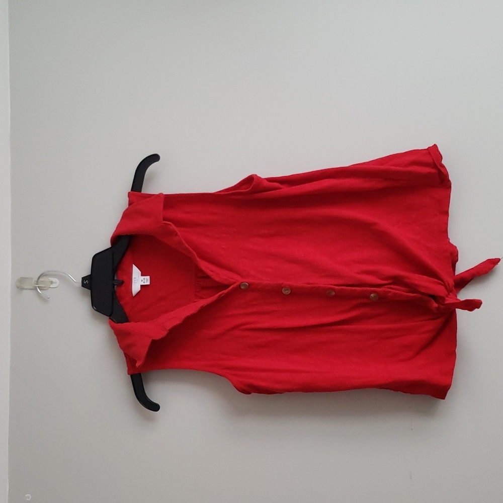 Red Sleeveless Tie Top